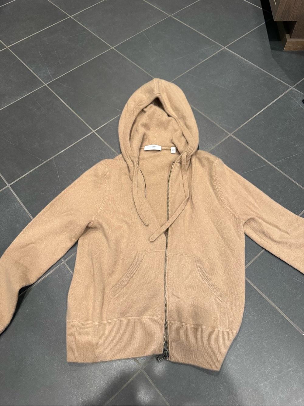 Equipment Tan Hooded Zip Utility Jacket